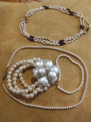2 Collares y 2 Pulseras Perlas/Bisutería