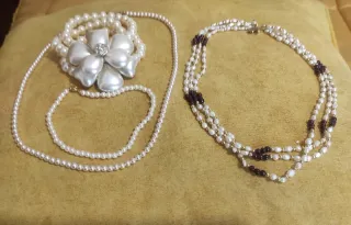 2 Collares y 2 Pulseras Perlas/Bisutería