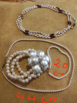 2 Collares y 2 Pulseras Perlas/Bisutería