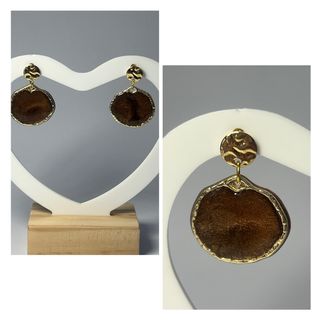 Pendientes Resina Marrón y Dorado