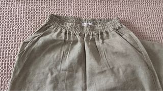 Conjunto lino pantalón y blusa beige