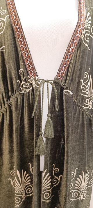 Kimono largo de terciopelo verde