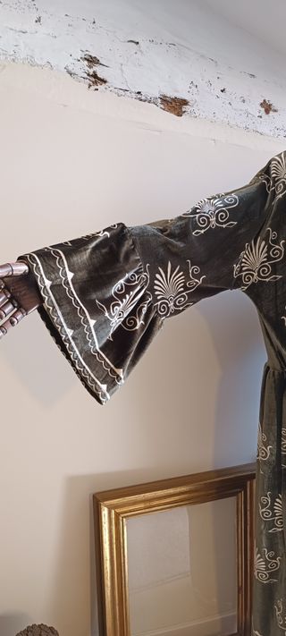 Kimono largo de terciopelo verde