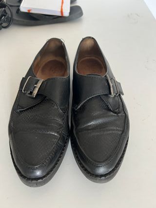 Zapatos Monk Strap Piel Vintage 80s