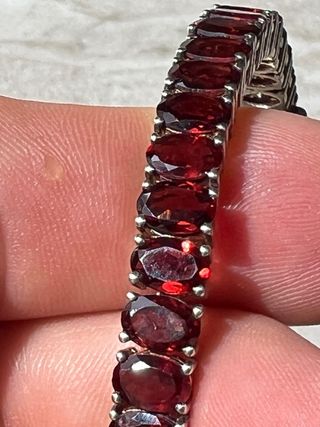 Pulsera Plata Ley Granates Ovalados