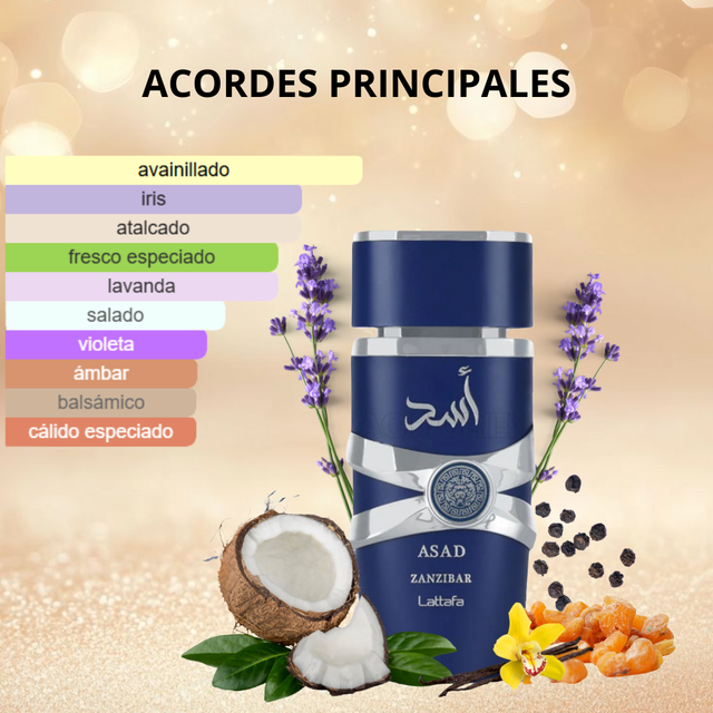 Asad Zanzibar Lattafa Perfume Árabe Azul/Plateado