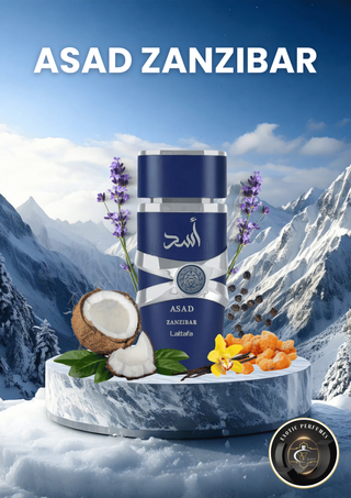 Asad Zanzibar Lattafa Perfume Árabe Azul/Plateado