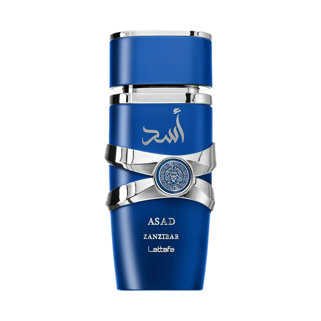Asad Zanzibar Lattafa Perfume Árabe Azul/Plateado