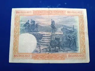 Billete 100 Ptas 1925 Felipe II Sello en seco G.P.