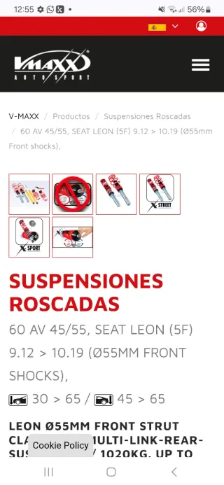 Suspensiones roscadas Seat Leon MK3 5F