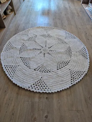 Alfombra ganchillo trapillo blanco jaspeado