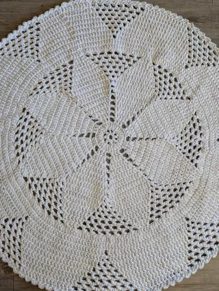 Alfombra ganchillo trapillo blanco jaspeado