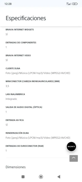 TV Sony Bravía 40 pulgadas.