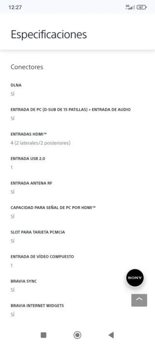 TV Sony Bravía 40 pulgadas.