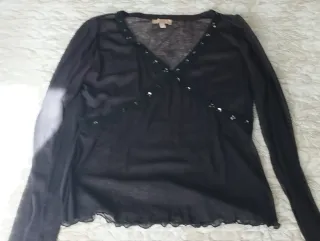 Blusa gasa transparente negra Talla L