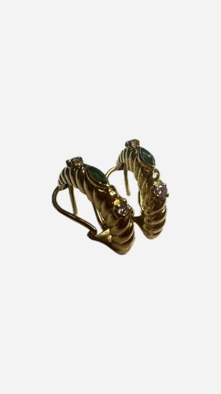 *Pendientes medio aro de oro 18K con diamantes