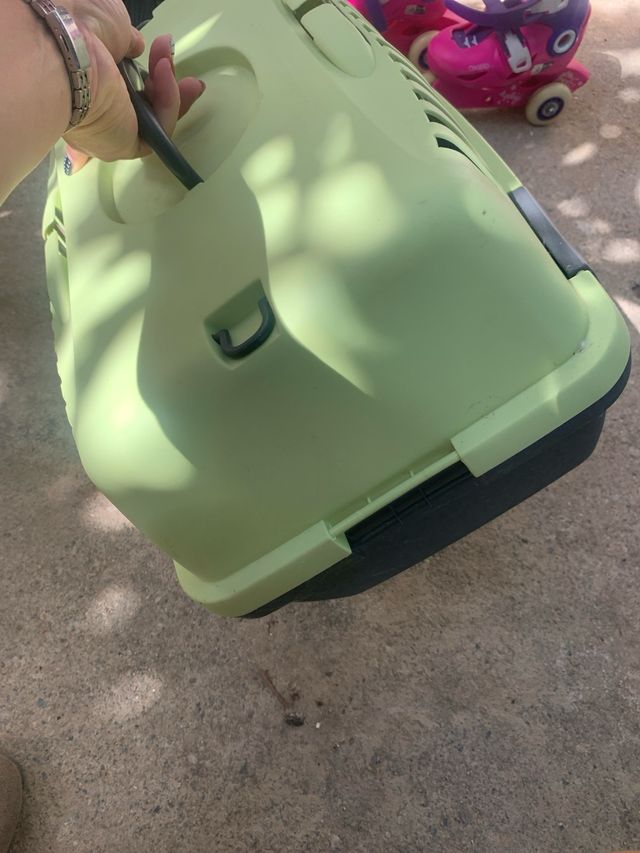 Transportín perro gris y verde