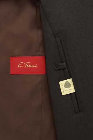 Elegante abrigo lana cashmere azul marino