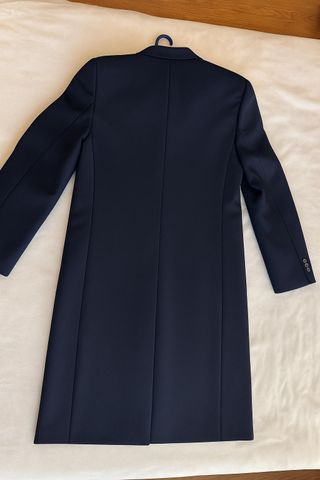 Elegante abrigo lana cashmere azul marino