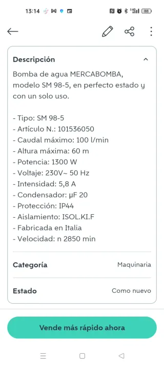 Bomba de agua MERCABOMBA SM 98-5