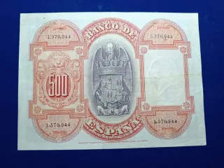 Billete 500 ptas 1927. Sello en seco Burgos.