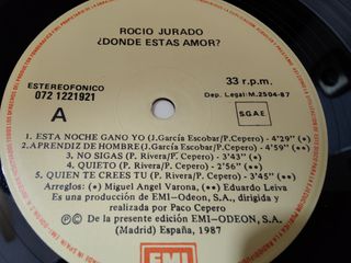 Vinilo Rocío Jurado - ¿Donde Estás Amor?