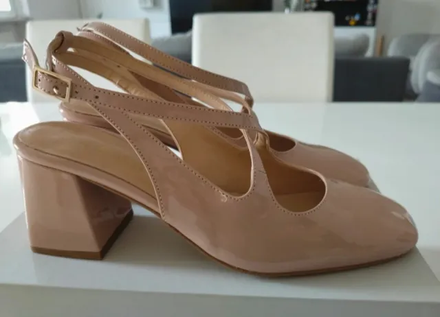 Scarpe décolleté rosa cipria pelle lucida 39