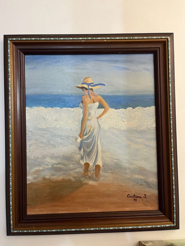 Donna sulla spiaggia c oil Quadro
cornice in legno