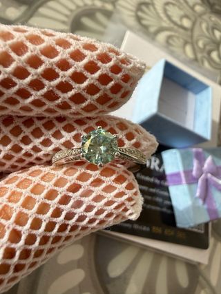 Anillo Plata 925 Moissanita azul verde 1ct