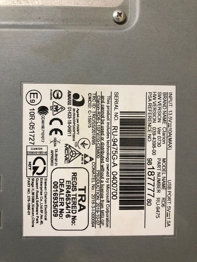 Radio Citroën Berlingo 2019