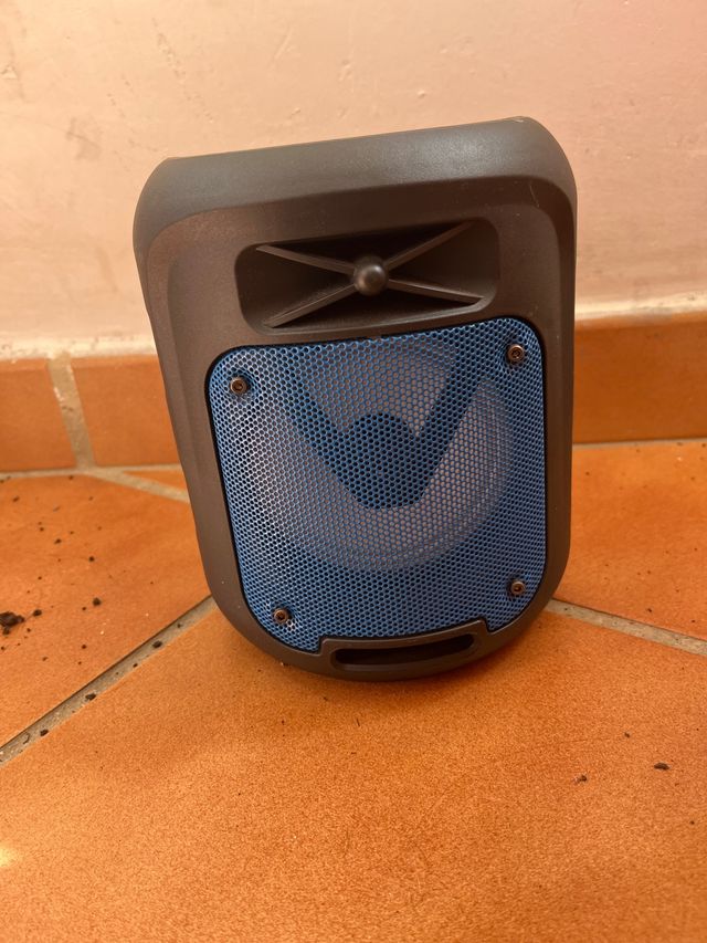 Altoparlante Bluetooth portatile grigio e blu