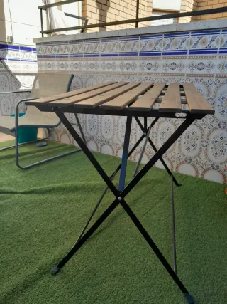 Mesa de terraza plegable madera y metal