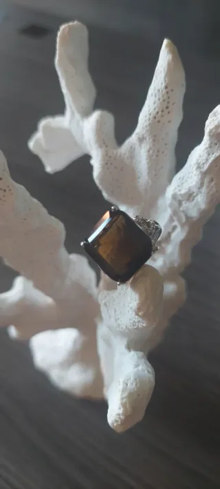 Anillo Cuarzo Ahumado con plata s925 