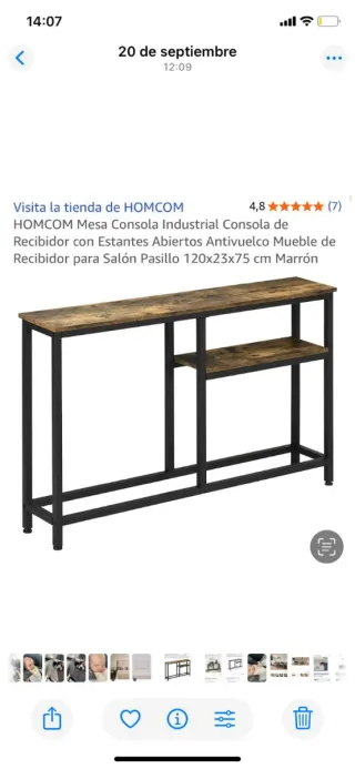Mesa Consola Industrial HOMCOM