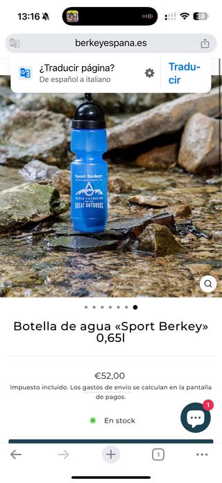 Botella Deportiva Berkey Agua Filtrada