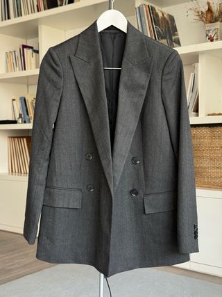 Americana lana traje gris oscuro Talla S