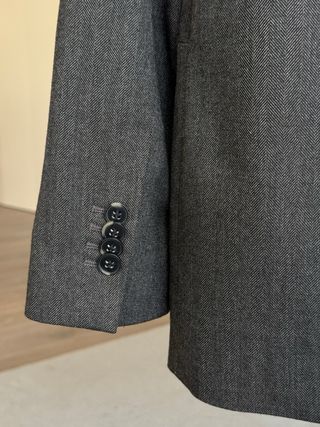Americana lana traje gris oscuro Talla S