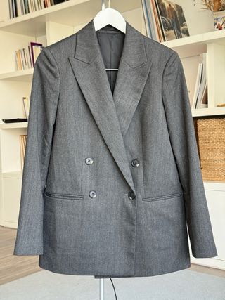 Americana lana traje gris oscuro Talla S
