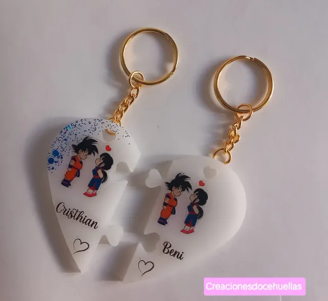 Llaveros Corazón Puzzle y Figura Stich