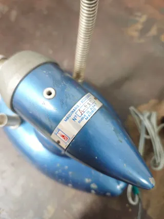 Lámpara de escritorio antigua azul y plateada