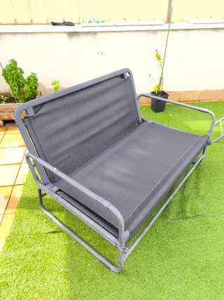 Mesa y 4 Sillas Jardín Cristal y sofá cama