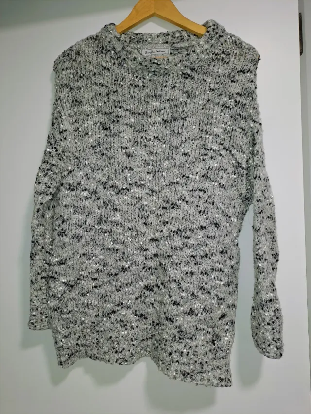 Jersey mujer tweed gris y negro