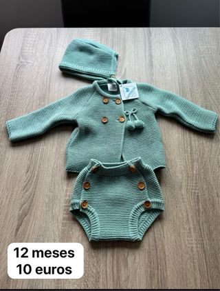 Conjunto bebé punto verde 12 meses