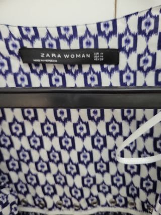 Blusa Zara Talla M Estampado Azul Blanco