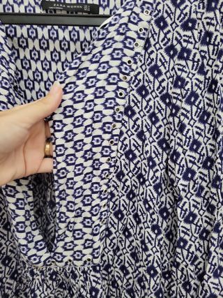 Blusa Zara Talla M Estampado Azul Blanco