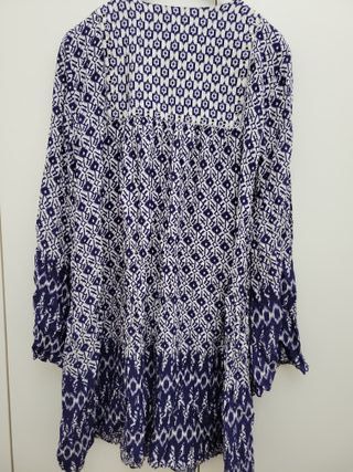 Blusa Zara Talla M Estampado Azul Blanco
