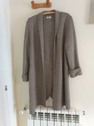 Chaqueta larga lana marrón jaspeado