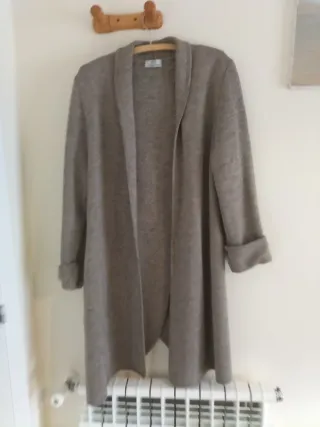 Chaqueta larga lana marrón jaspeado