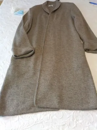 Chaqueta larga lana marrón jaspeado