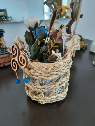 Centrotavola trischele legno, panier, decoration,